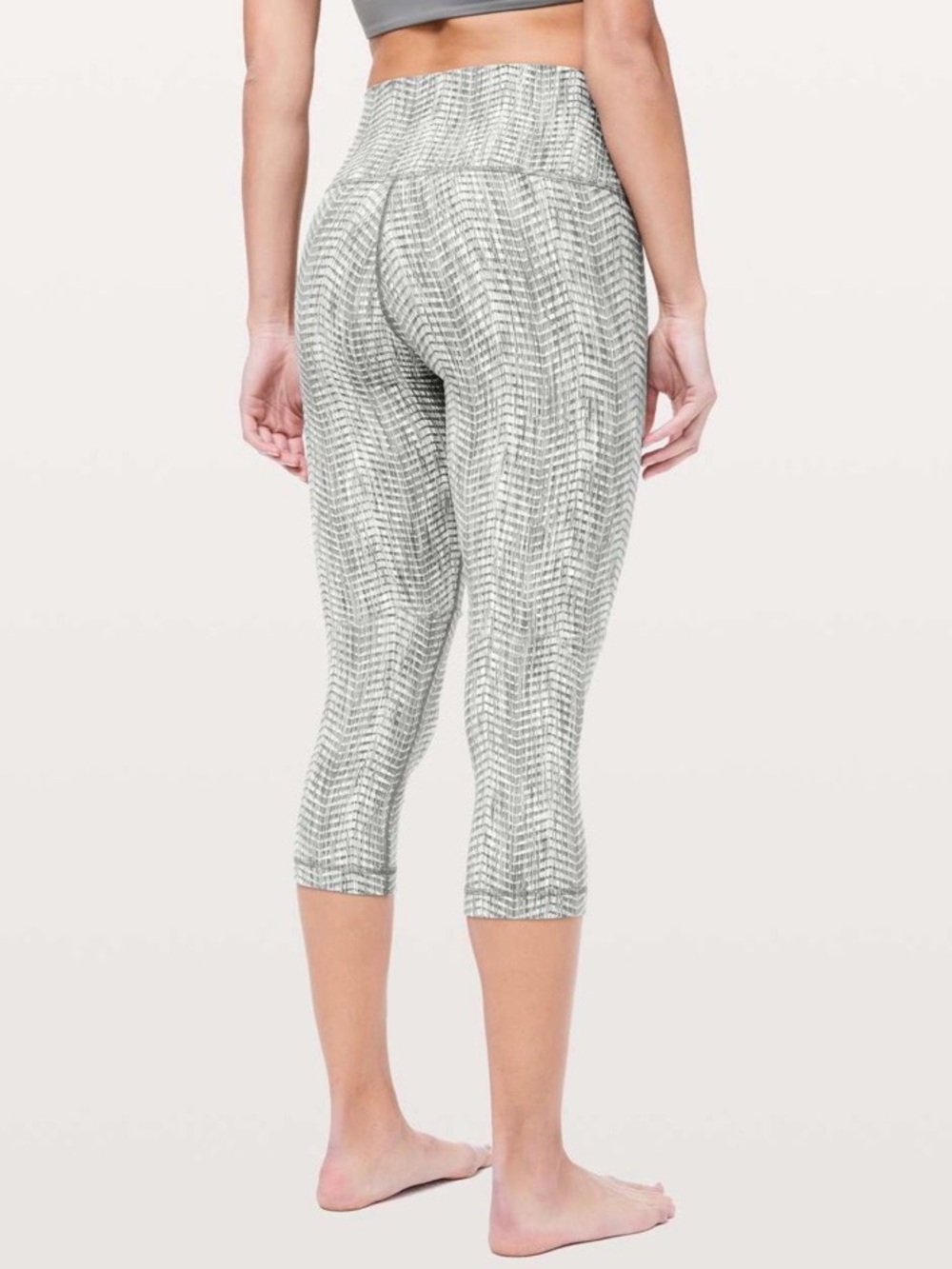 Lululemon Wunder Under Crop High-Rise 21"Arrow Jacquard Grey Sage Size 8